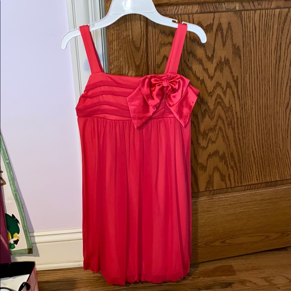 Juniors pink dress with bow